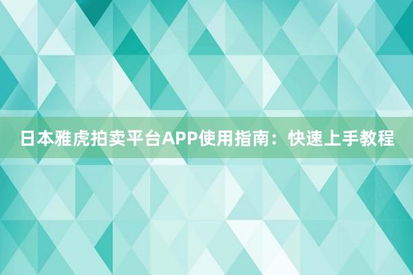 日本雅虎拍卖平台APP使用指南：快速上手教程