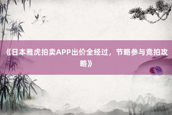 《日本雅虎拍卖APP出价全经过，节略参与竞拍攻略》